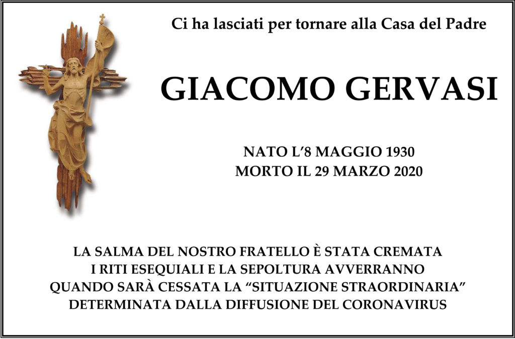 Manifesto funebre di Giacomo Gervasi